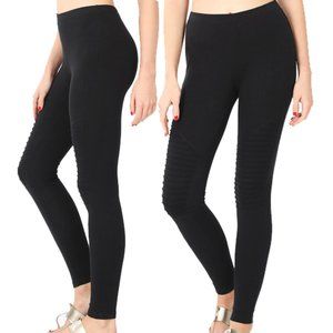 Black Cotton Motto Leggings Pants